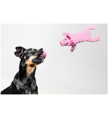 Pink Gloria Dogmonsters dog plush toy in Varken design, 34 x 9 cm, made of 100% polyester for dogs.