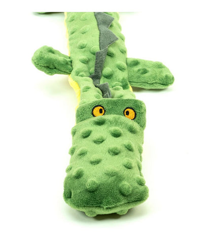 Green Gloria Dogmonsters crocodile dog plush toy, 100% polyester, measuring 65x5x6 cm, soft and durable for dogs.