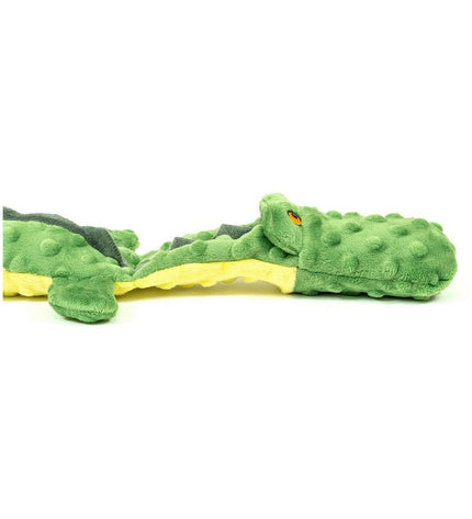 Green Gloria Dogmonsters crocodile dog plush toy, 100% polyester, 65x5x6 cm, soft and durable for dogs.