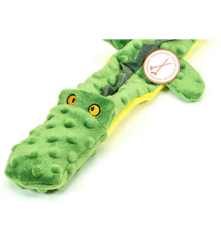 Green Gloria Dogmonsters crocodile plush dog toy, 65 x 5 x 6 cm, made of 100% polyester for dogs.