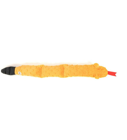 Gloria Dogmonsters orange dog plush toy in snake shape, 65cm long, made of 100% polyester, designed for dogs.