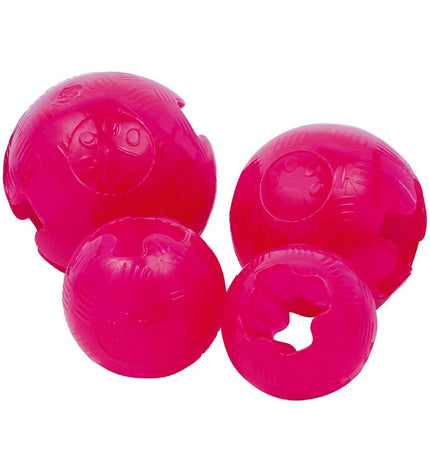 Pink Gloria TPR dog toy, Hondenspeelgoed Gloria, 5.7 cm, durable rubber pet toy for dogs, shown in close-up.