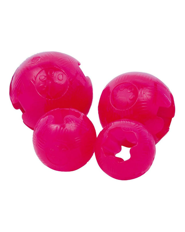 Pink Gloria TPR dog toy in the shape of a dog, 9.5 cm long, made of durable rubber for dogs' play and chewing.