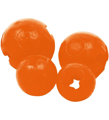 Orange Gloria TPR dog toy in the shape of a small animal, measuring 8 cm, made from durable rubber for dogs.