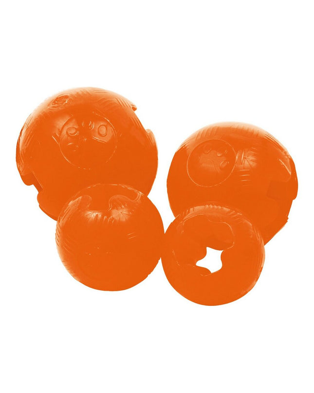 Orange Gloria TPR dog toy in the shape of a small animal, measuring 8 cm, made from durable rubber for dogs.