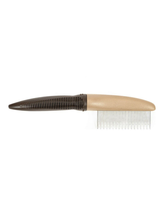 Gloria plastic dog grooming comb with wide teeth, suited for grooming large dog breeds, in black color.
