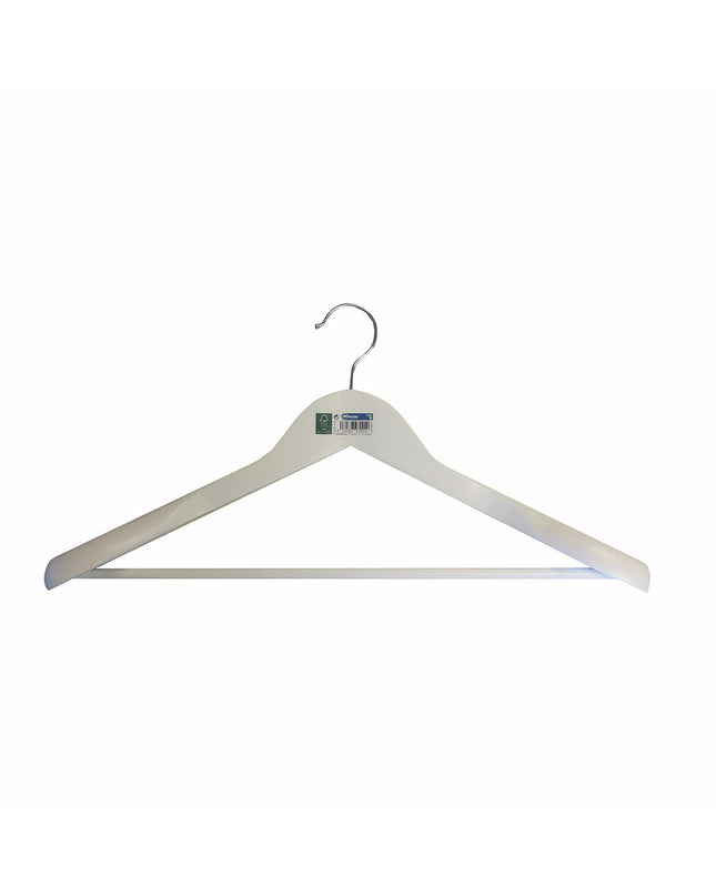 Eco-friendly wooden clothing hanger by Mondex, white, 45x23x5.5 cm, ideal for wardrobe organization and hanging clothing.