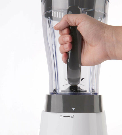 Black & Decker BXJB500E 500W white handheld mixer with beaters for baking and cooking tasks.