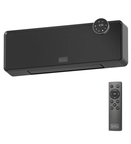 Black & Decker BXWSH2001E portable black heating and air conditioning unit with digital controls and 2000W power.
