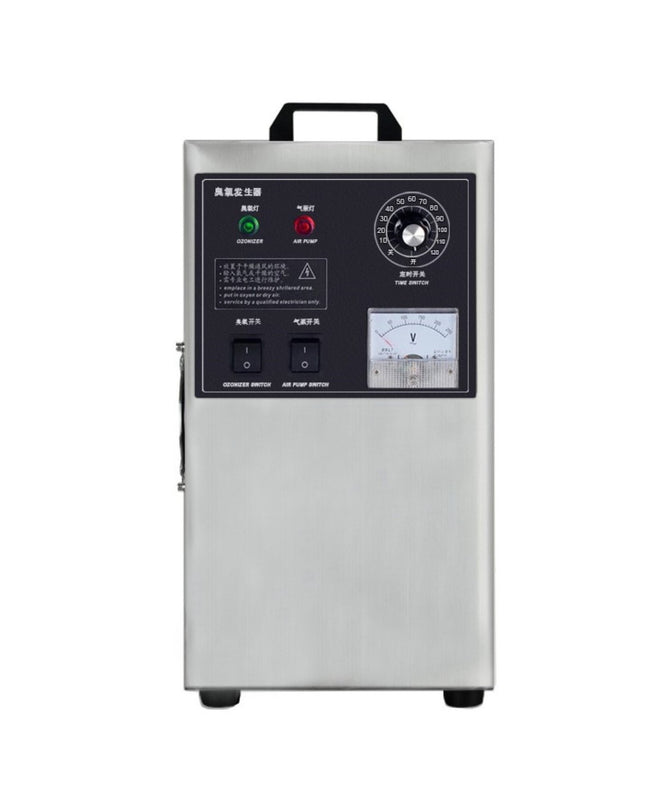 Portable ODB Ozongenerator QJ-8001 3G in silver for home and cooking, designed for spaces 30-60 m².
