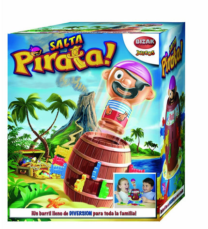 Children's Bizak Salta Pirata agility game with colorful pirate-themed playing pieces and game board for fun and entertainment.