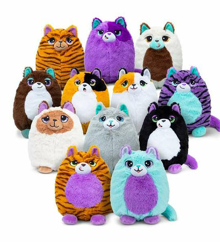 Bizak Mimimiau plush cat toy, 24 cm soft stuffed animal, ideal for children, in natural pose with detailed features.