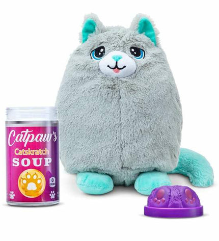 Bizak Mimimiau plush toy cat, 24 cm, soft stuffed animal, detailed pink and white feline with expressive eyes.