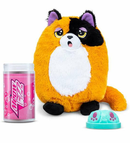 Bizak Mimimiau plush cat toy, 24 cm soft stuffed animal, adorable pink kitten for children, detailed plush toy for play and cuddling