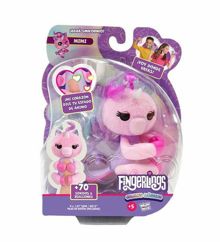 Fingerlings 13 cm action figure toy, colorful plush toy with animated features, from Fingerlings brand, for children and play.