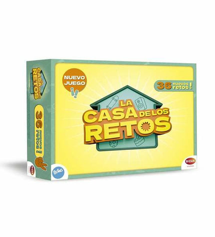 Bizak La Casa De Los Retos educational game toy with colorful components and challenge cards for kids' learning and fun.