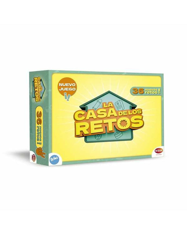 Bizak La Casa De Los Retos educational game toy with colorful components and challenge cards for kids' learning and fun.