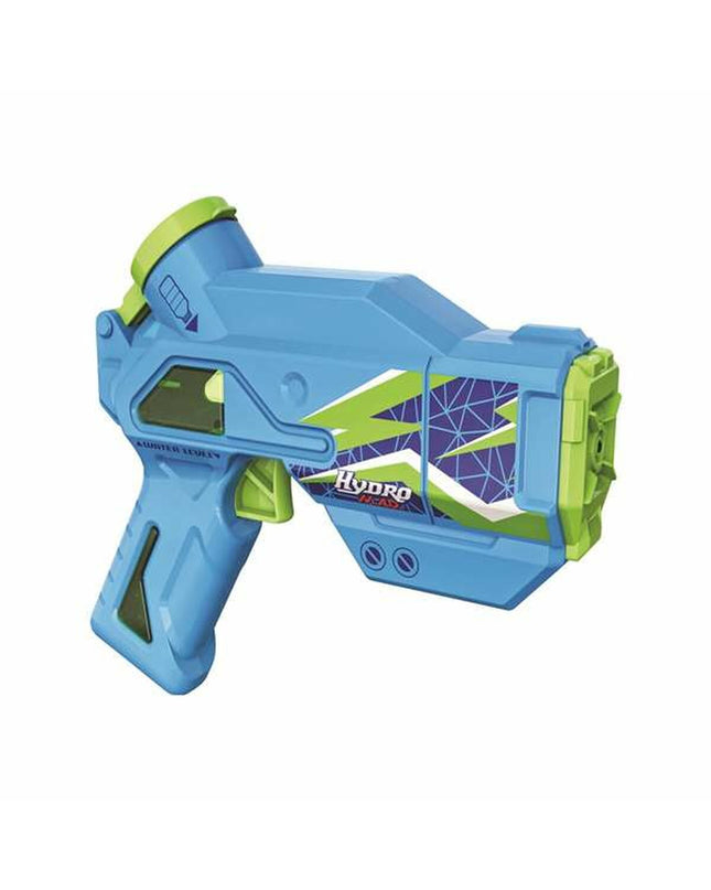Bizak Hydro Mad Mini Blaster water gun for kids, bright blue toy water pistol with colorful accents, suitable for outdoor play.