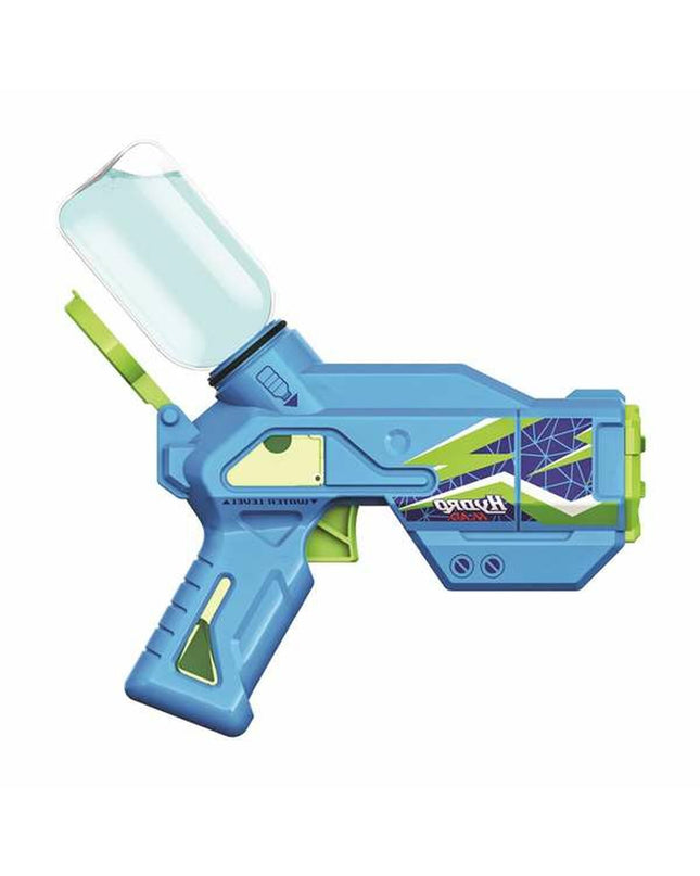Bizak Hydro Mad Mini Blaster water gun toy for outdoor play, bright blue and yellow plastic water pistol with a compact design.