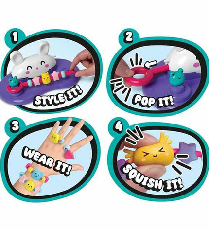Bizak Super Squeeze jewelry making kit with colorful beads and charms for creating bracelets and necklaces, children's creative activity set.