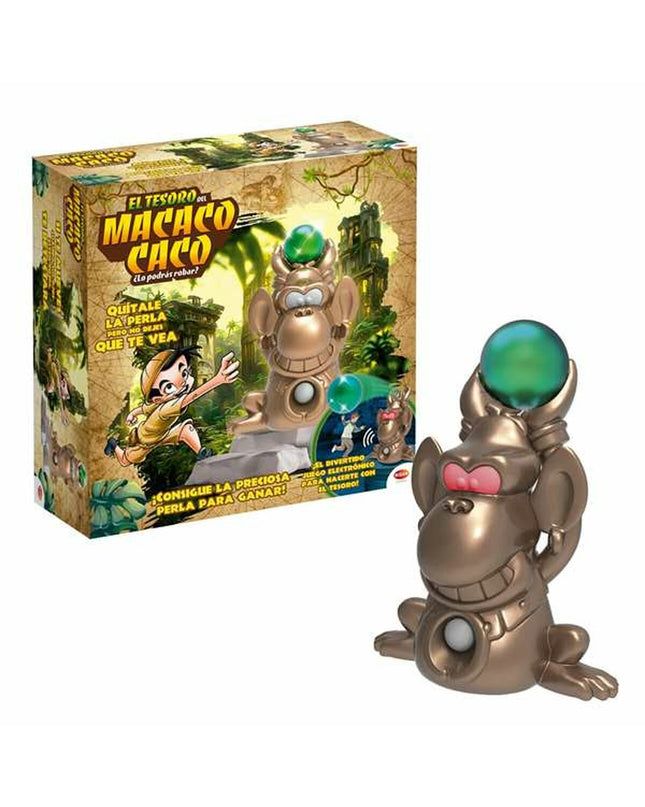Bizak El Tesoro Del Macaco Caco toy game with colorful components and game pieces on a playing surface.