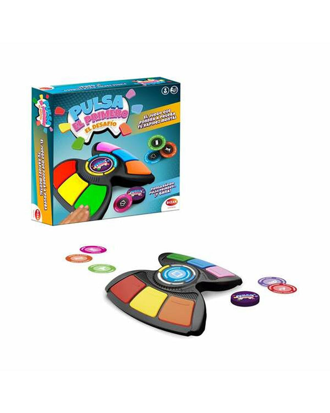 Bizak Pulsa El Primero El Desafio board game, colorful game pieces and cards for kids' interactive family play.