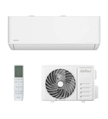 Daitsu portable air conditioner DS24KTP4 in white, showing vents and control panel for home cooling, 7000W power output.