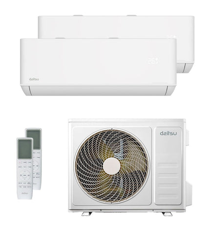 Daitsu portable air conditioner UE18 with 5300W cooling capacity, digital display, and sleek white design for home use