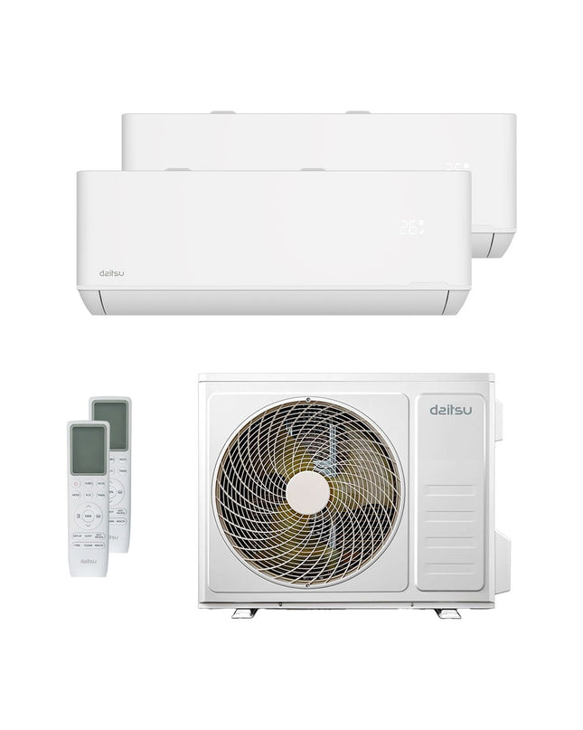 Daitsu portable air conditioner UE18 with 5300W cooling capacity, digital display, and sleek white design for home use