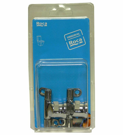 Two Roca Dama Senso toilet hinges for bathroom and kitchen, shown in a close-up image.
