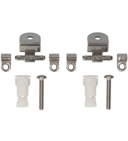 Pair of Roca Meridian toilet hinges, durable bathroom hardware for toilet installation, shown in a detailed close-up image.