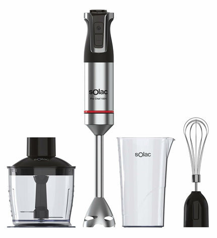 Solac BA5618 hand blender with stainless steel shaft and ergonomic handle, suitable for home cooking and small electric appliances.