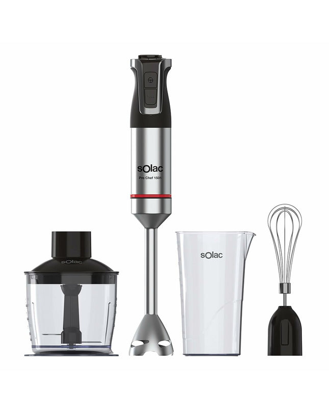 Solac BA5618 hand blender with stainless steel shaft and ergonomic handle, suitable for home cooking and small electric appliances.