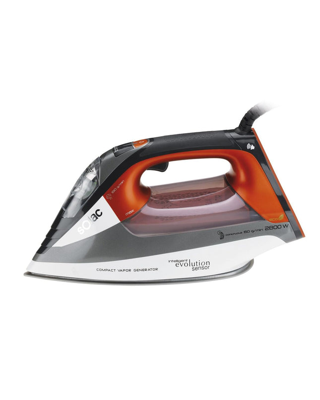 Solac CVG9511 steam iron with water reservoir and steam control, designed for household clothing ironing.