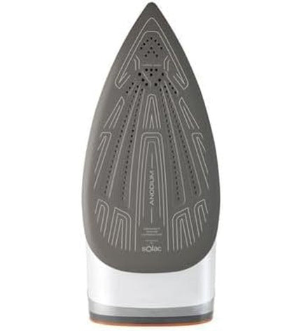 Solac CVG9511 steam iron with digital controls and ergonomic handle, designed for efficient home ironing and garment care.