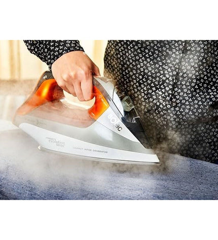 Solac CVG9511 steam iron with adjustable steam settings and ergonomic handle for efficient clothing ironing.
