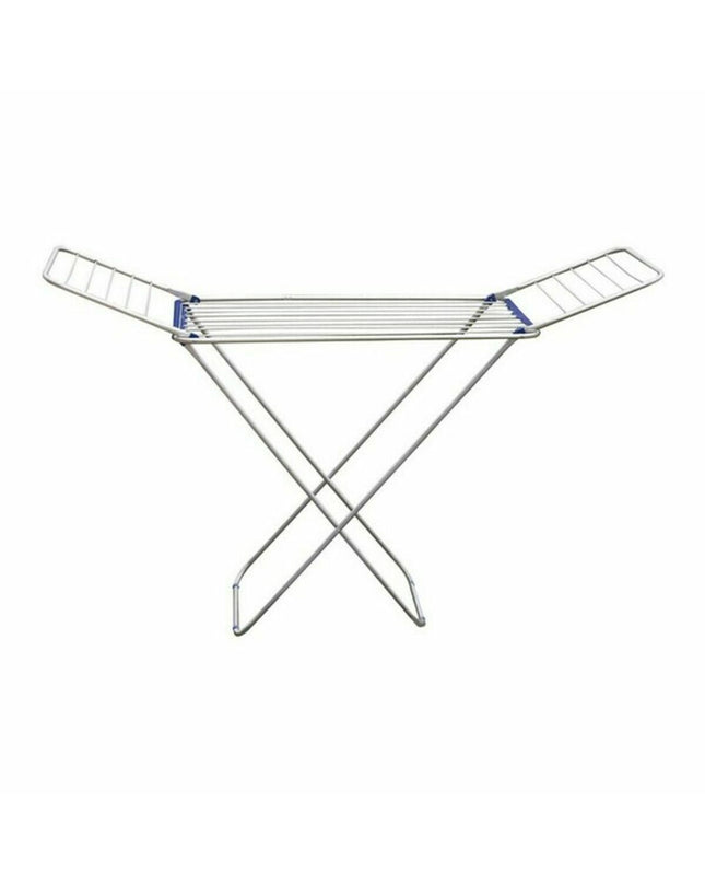 Confortime aluminium folding clothes drying rack in silver and blue, 175 x 55 x 110 cm, for home clothes drying and organization.