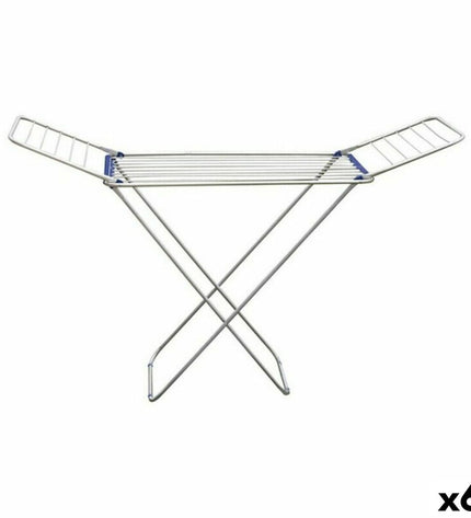 Confortime blue aluminum foldable clothes drying rack with six sections, measuring 175 x 55 x 110 cm, for home storage and organization