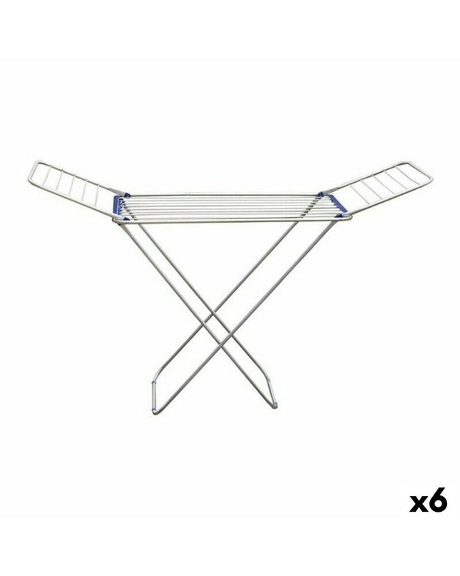 Confortime blue aluminum foldable clothes drying rack with six sections, measuring 175 x 55 x 110 cm, for home storage and organization