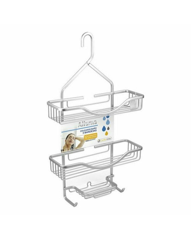 Set of four Confortime Alluma bathroom shelves, 35.6 x 12 x 63.5 cm, mounted for bathroom storage.