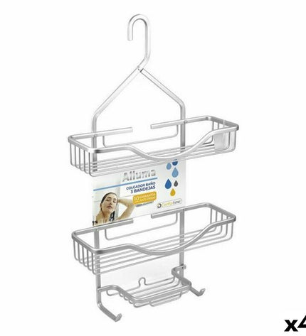 Set of four Confortime Alluma bathroom shelves, 35.6 x 12 x 63.5 cm, mounted on a bathroom wall.