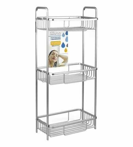 Set of four Confortime bathroom shelves, 29x18x65.5 cm, mounted on a tiled bathroom wall for storage and organization.