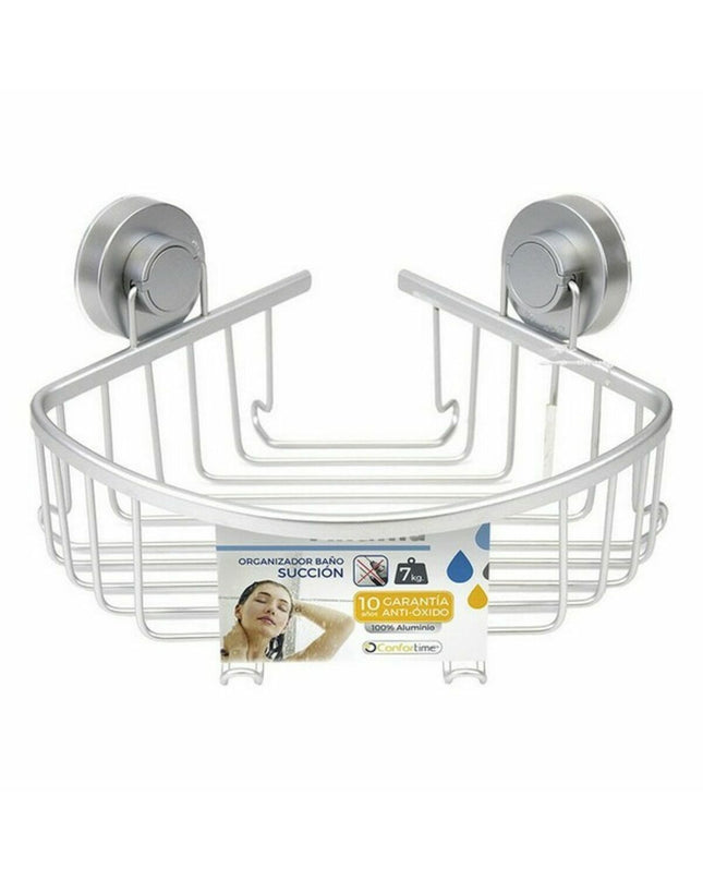 Set of six Confortime aluminium bath hooks, 22.5 x 27 x 14.5 cm, for home and kitchen use, mounted on a bathroom wall.