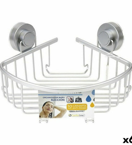 Set of 6 Confortime aluminium hooks for bathroom and kitchen, measuring 22.5 x 27 x 14.5 cm, with a sleek, functional design.