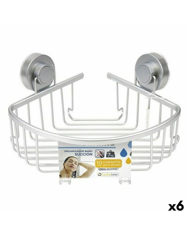 Set of 6 Confortime aluminium hooks for bathroom and kitchen, measuring 22.5 x 27 x 14.5 cm, with a sleek, functional design.