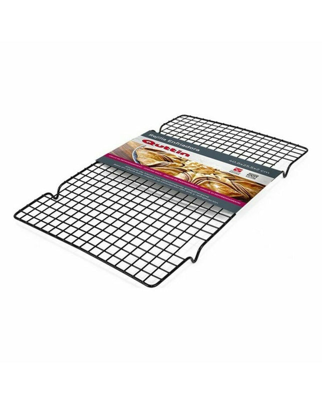 Black metal cooling mesh baking rack by Quttin, ideal for household kitchen and baking tasks.