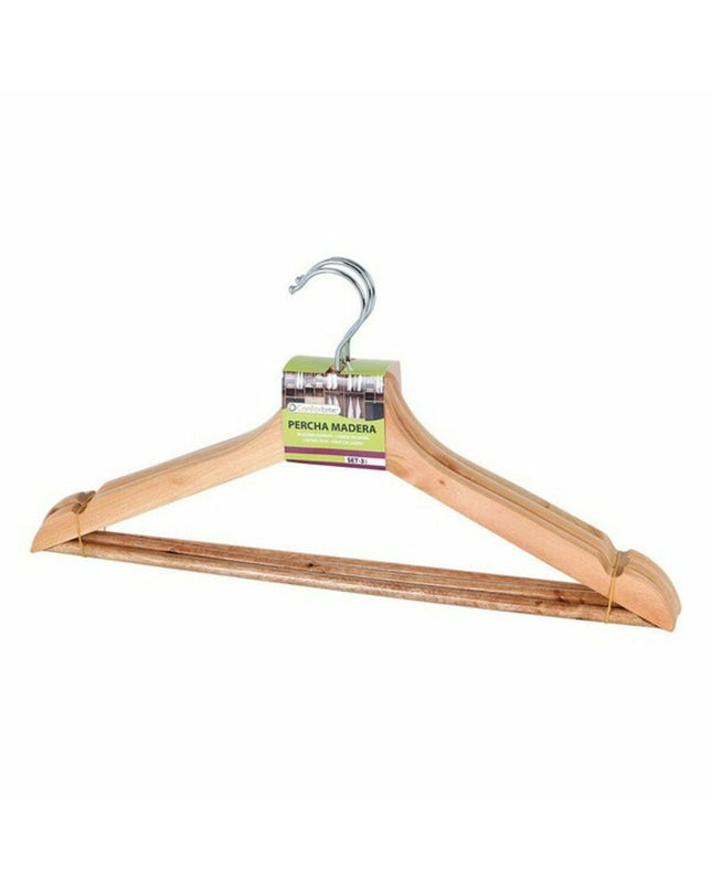 Set of 24 Confortime wooden clothing hangers with 3 parts for wardrobe organization, ideal for home storage.