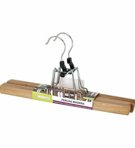Set of two Confortime wooden clothing hangers with two parts, ideal for wardrobe organization and storage.