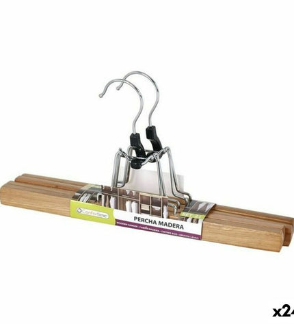 Confortime wooden clothing hangers with 2-part design, set of 24, ideal for clothing storage and organization.