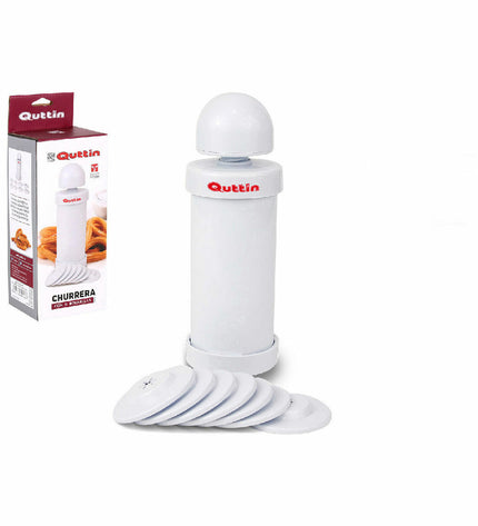 Quttin churros machine 104920 for baking, 7.3 x 7.3 x 21.5 cm, with 12 churros, in a kitchen setting